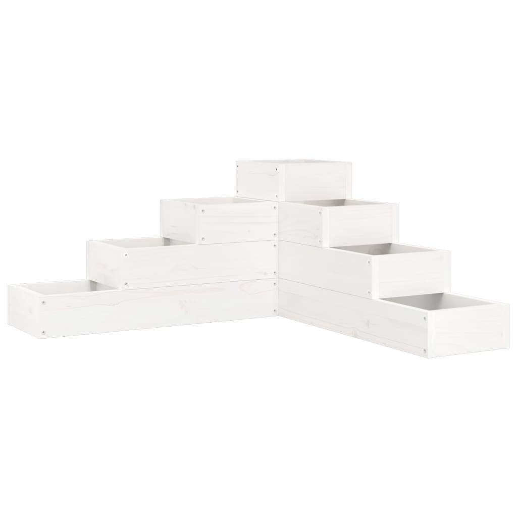 vidaXL Garden Planter 4-Tier 80.5x79x36 cm White Solid Wood Pine