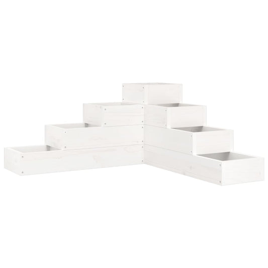vidaXL Garden Planter 4-Tier 80.5x79x36 cm White Solid Wood Pine