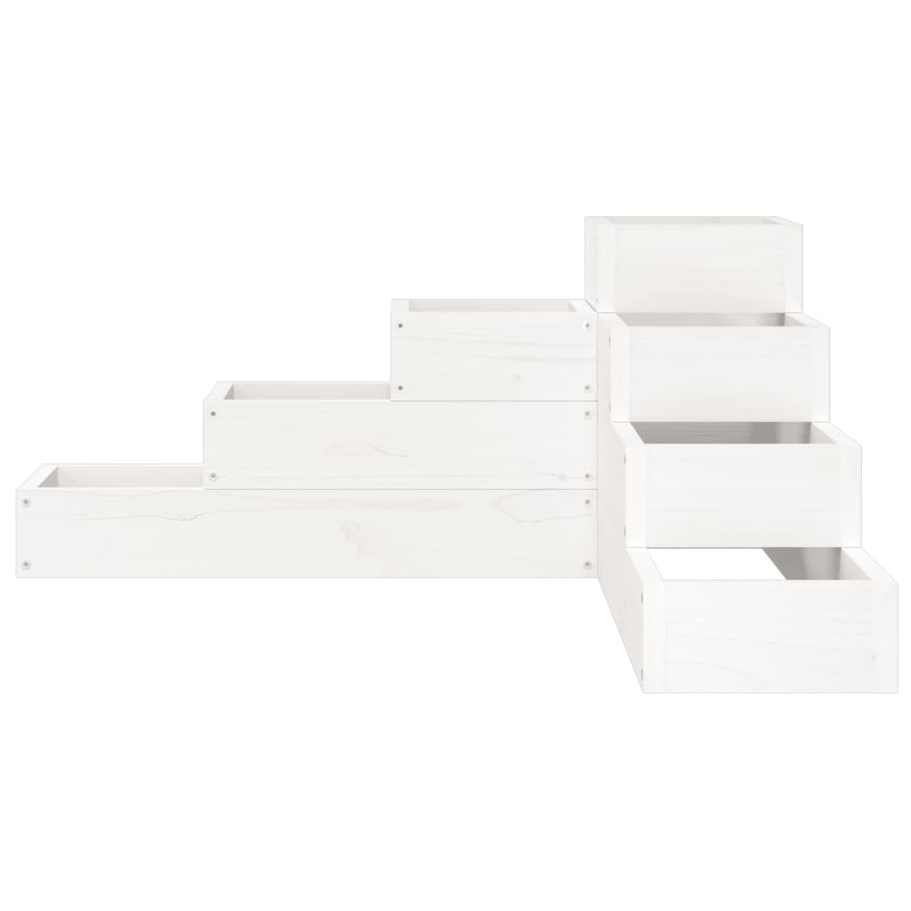 vidaXL Garden Planter 4-Tier 80.5x79x36 cm White Solid Wood Pine