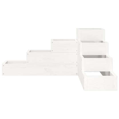 vidaXL Garden Planter 4-Tier 80.5x79x36 cm White Solid Wood Pine