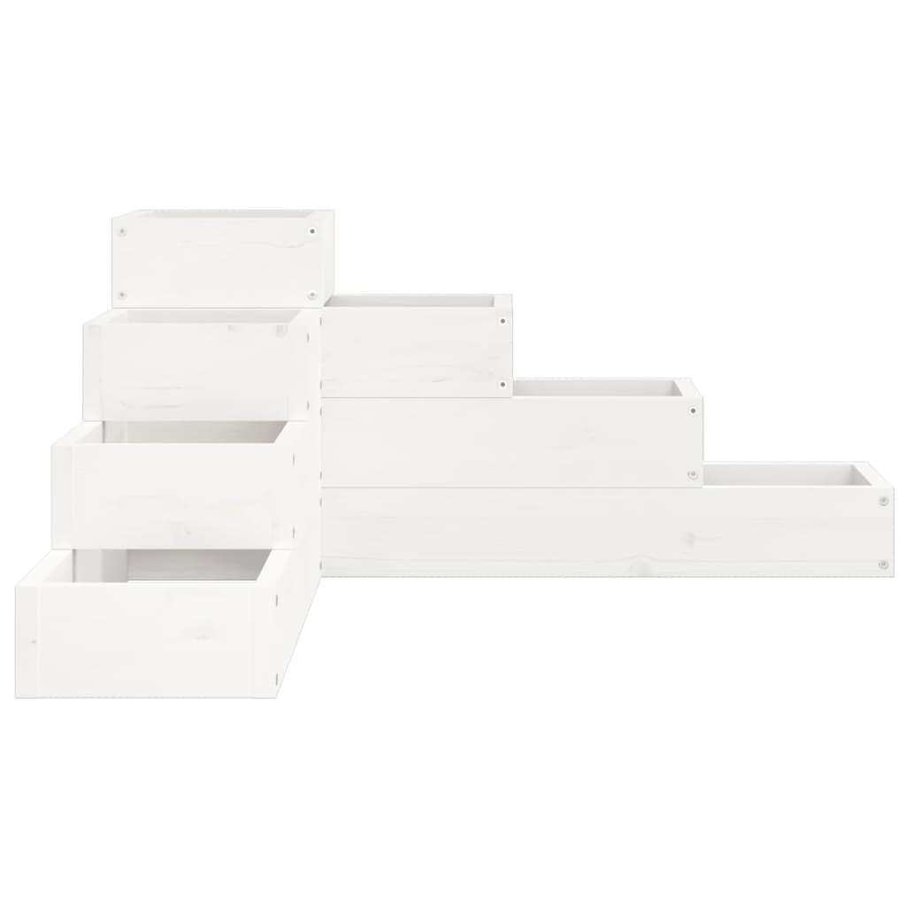 vidaXL Garden Planter 4-Tier 80.5x79x36 cm White Solid Wood Pine
