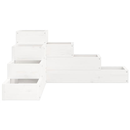 vidaXL Garden Planter 4-Tier 80.5x79x36 cm White Solid Wood Pine