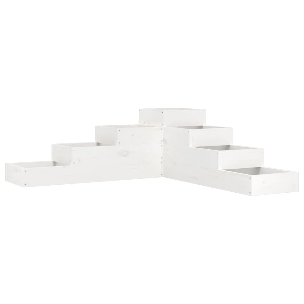 vidaXL Garden Planter 4-Tier 106x104.5x36 cm White Solid Wood Pine