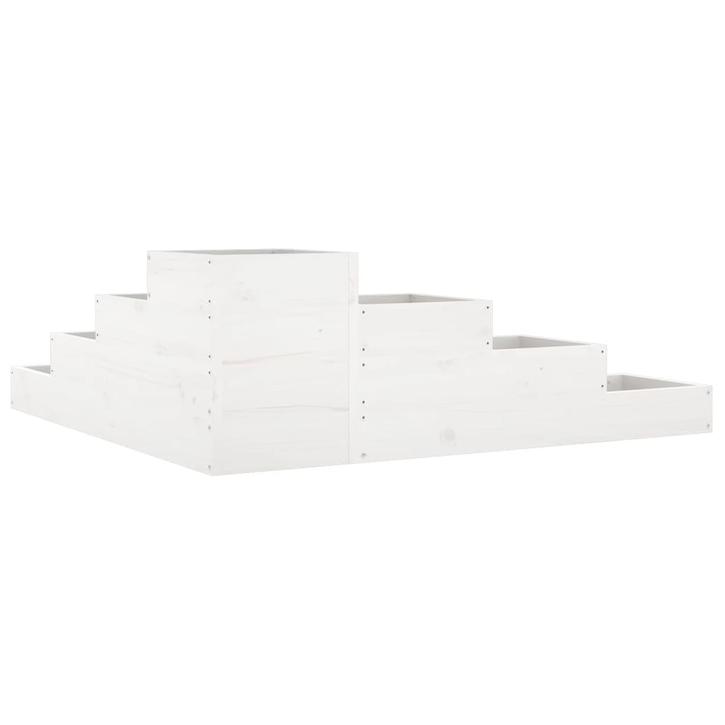 vidaXL Garden Planter 4-Tier 106x104.5x36 cm White Solid Wood Pine