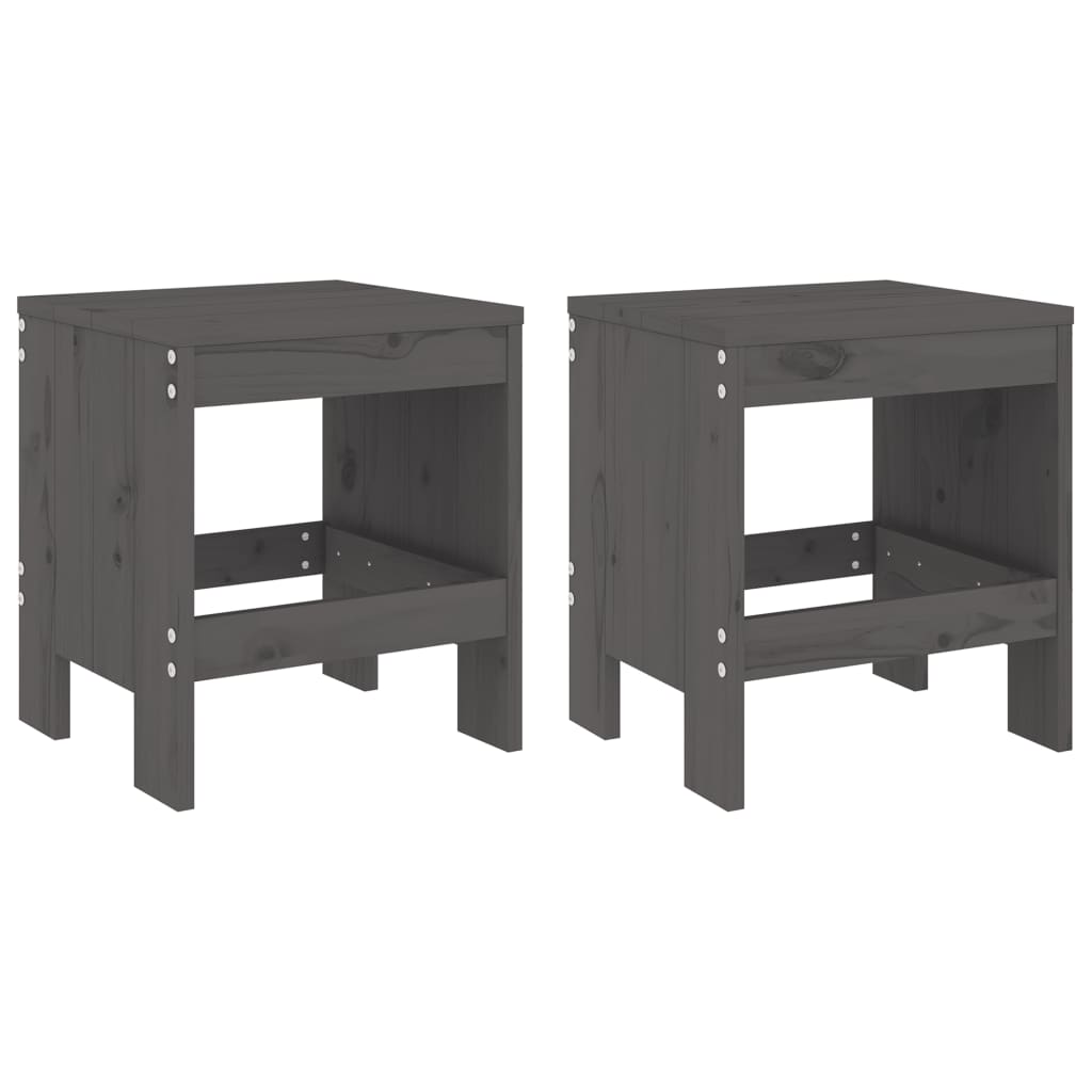 vidaXL Garden Stools 2 pcs Grey 40x36x45 cm Solid Wood Pine