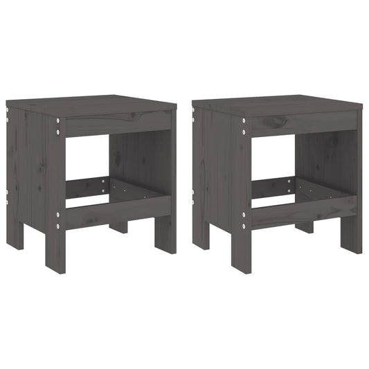 vidaXL Garden Stools 2 pcs Grey 40x36x45 cm Solid Wood Pine