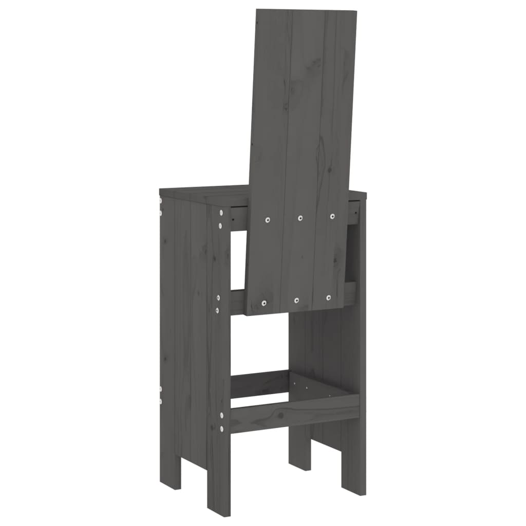 vidaXL Bar Stools 2 pcs Grey 40x42x120 cm Solid Wood Pine