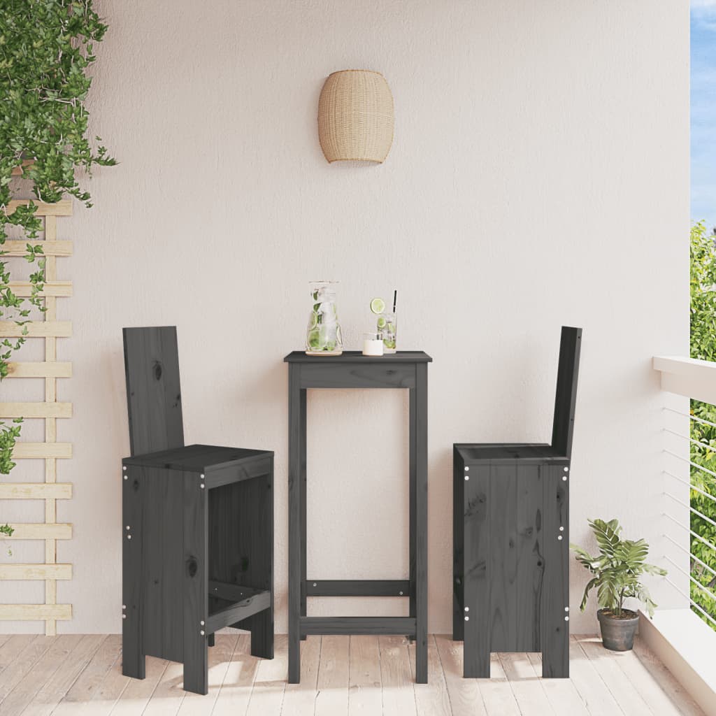 vidaXL Bar Stools 2 pcs Grey 40x42x120 cm Solid Wood Pine