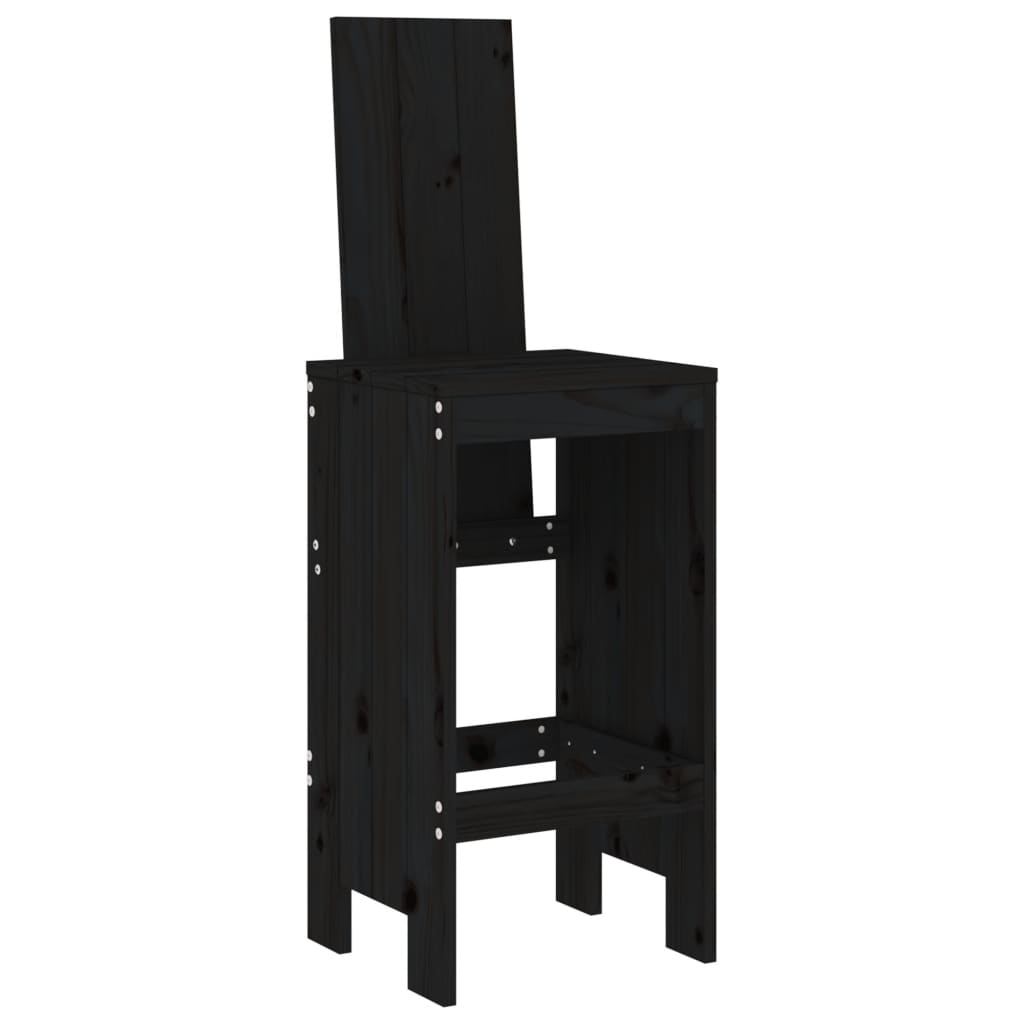 vidaXL Bar Stools 2 pcs Black 40x42x120 cm Solid Wood Pine