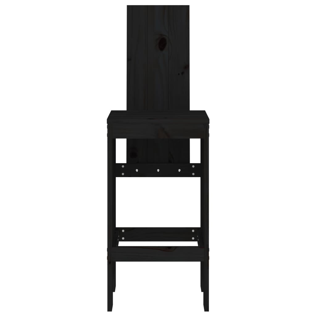 vidaXL Bar Stools 2 pcs Black 40x42x120 cm Solid Wood Pine