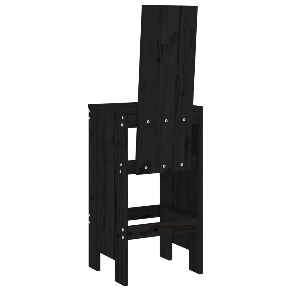 vidaXL Bar Stools 2 pcs Black 40x42x120 cm Solid Wood Pine