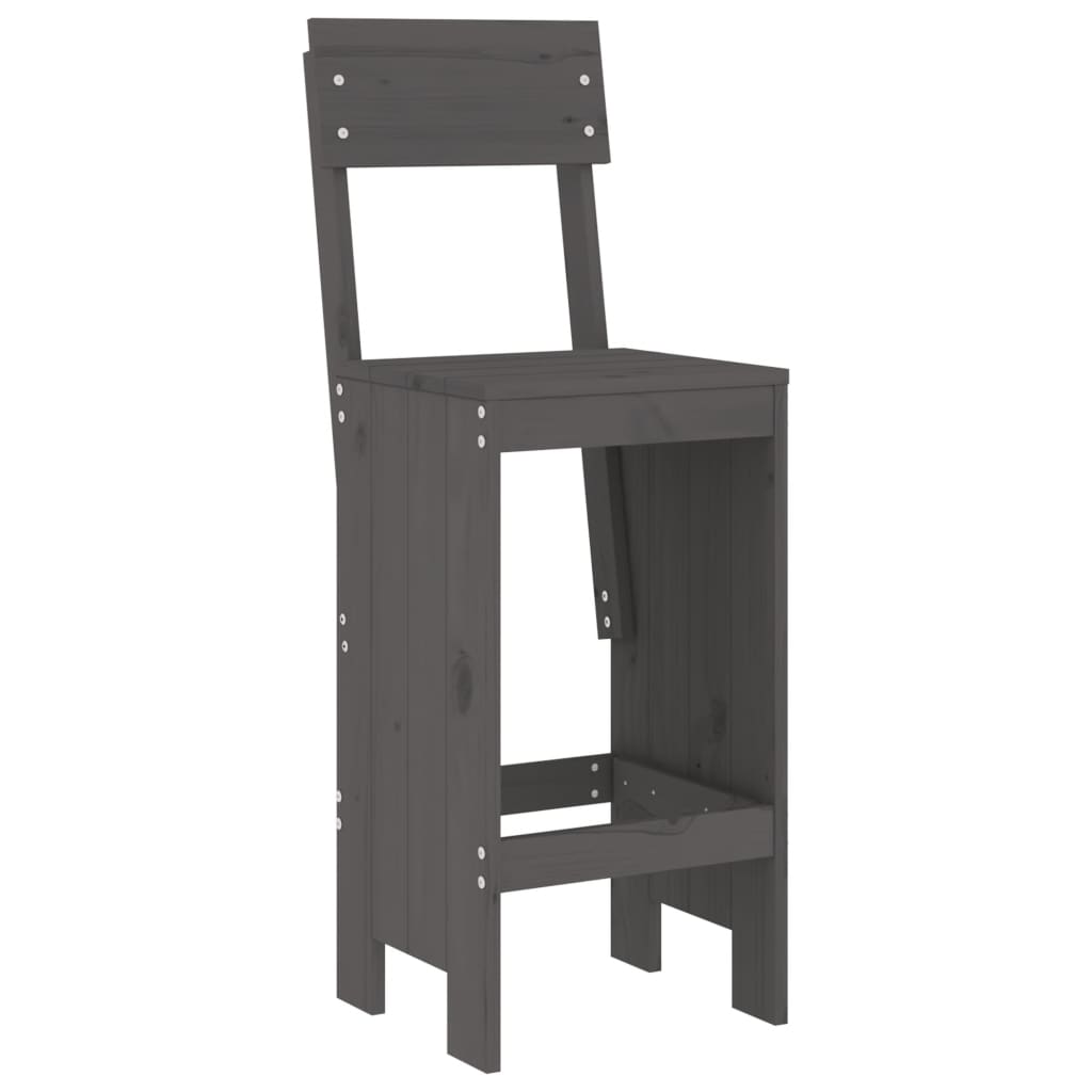 vidaXL Bar Stools 2 pcs Grey 40x48.5x115.5 cm Solid Wood Pine