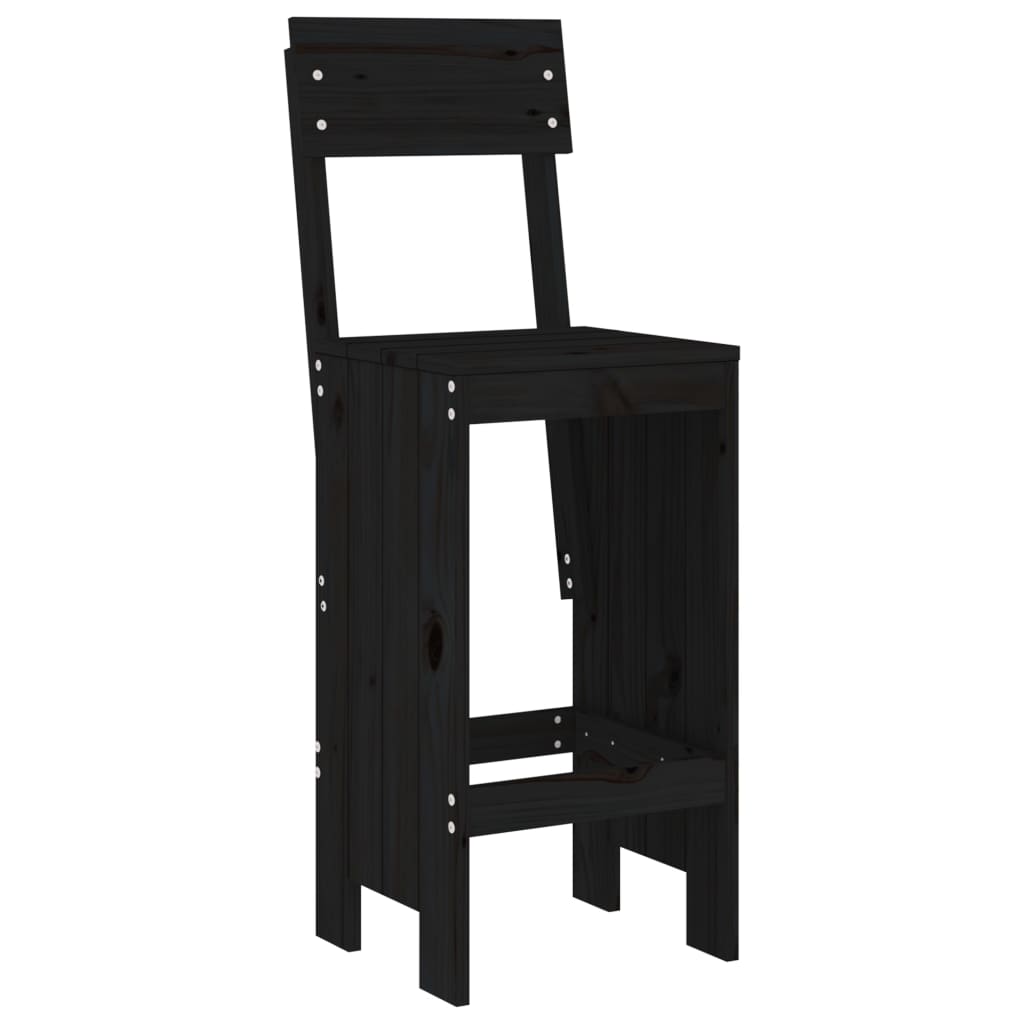 vidaXL Bar Stools 2 pcs Black 40x48.5x115.5 cm Solid Wood Pine