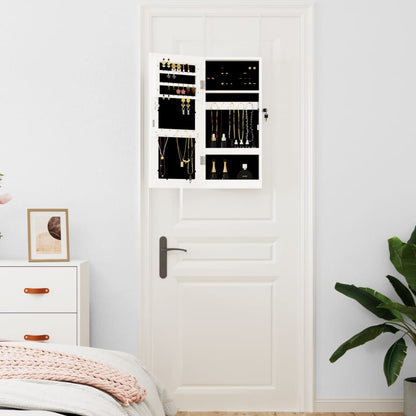 vidaXL Mirror Jewellery Cabinet Wall Mounted White 30x8.5x67 cm