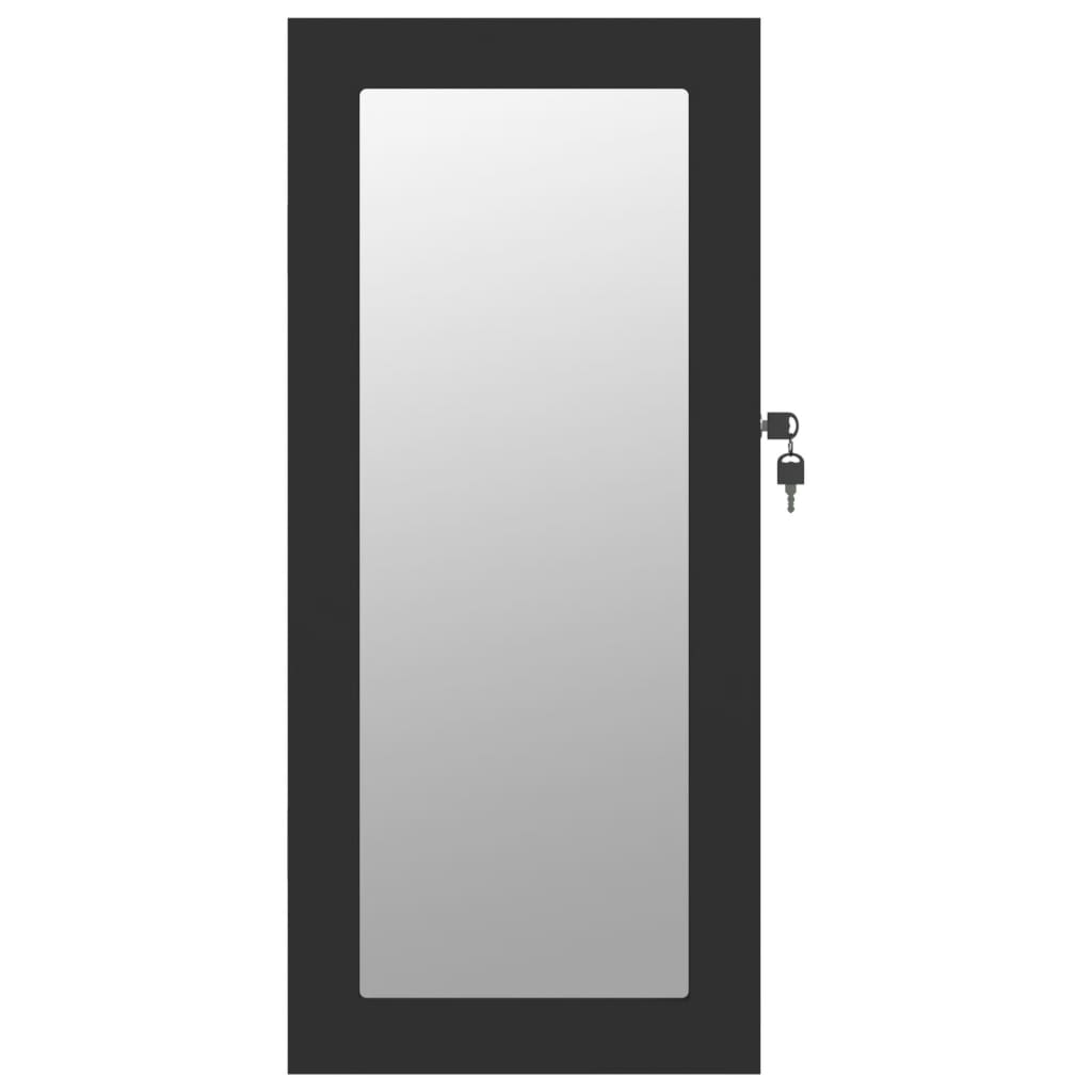 vidaXL Mirror Jewellery Cabinet Wall Mounted Black 30x8.5x67 cm