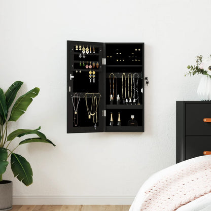 vidaXL Mirror Jewellery Cabinet Wall Mounted Black 30x8,5x67 cm