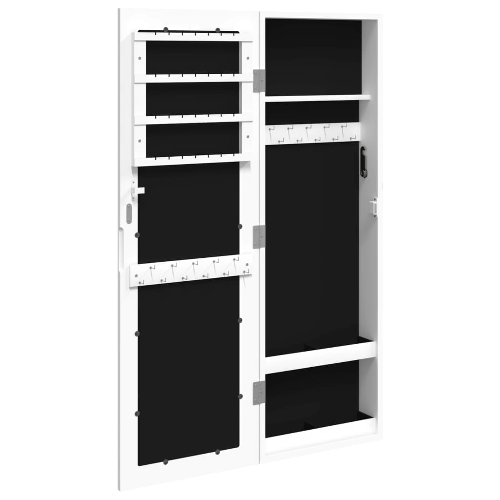 vidaXL Mirror Jewellery Cabinet Wall Mounted White 30x8.5x90 cm
