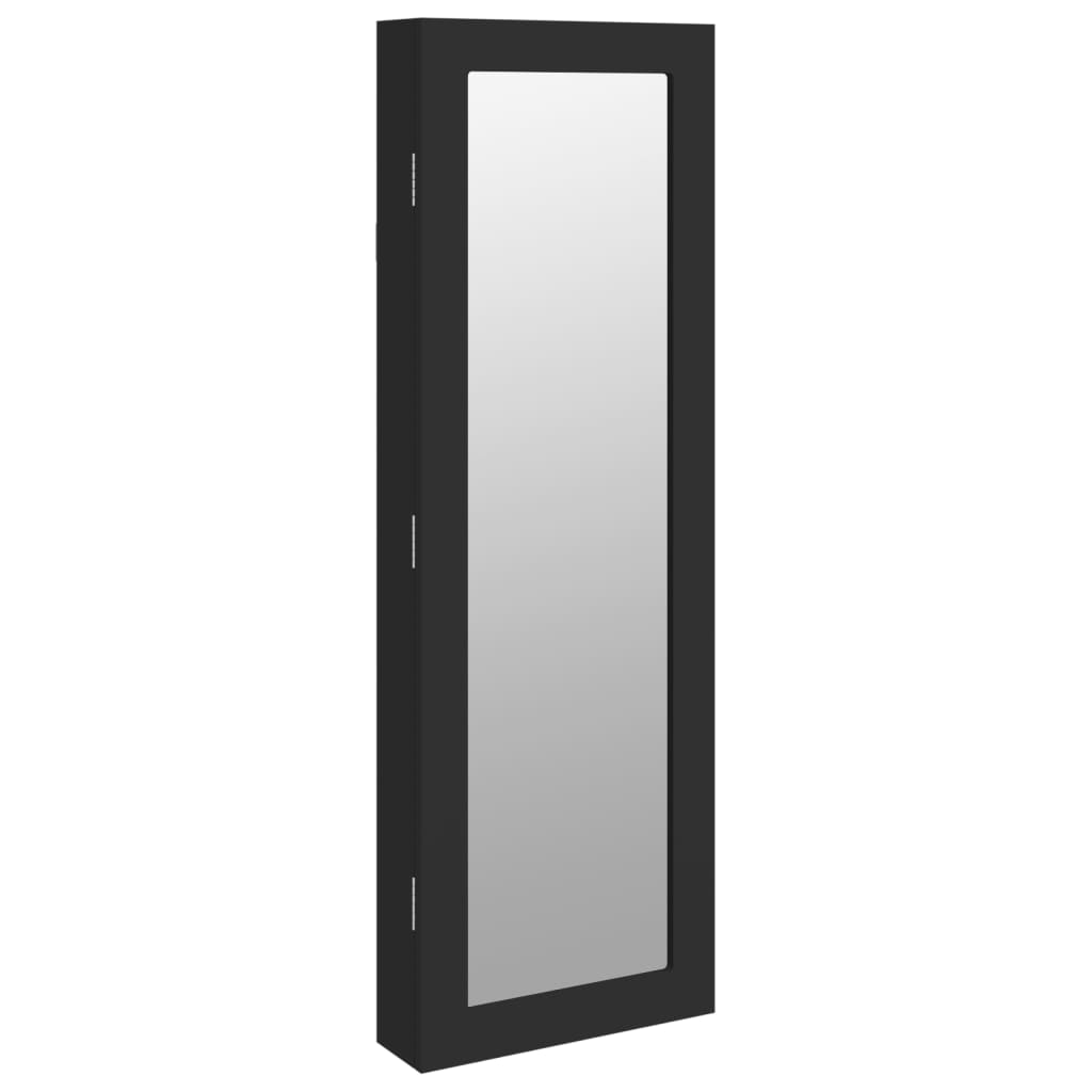 vidaXL Mirror Jewellery Cabinet Wall Mounted Black 30x8,5x90 cm