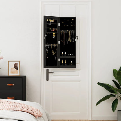 vidaXL Mirror Jewellery Cabinet Wall Mounted Black 30x8,5x90 cm