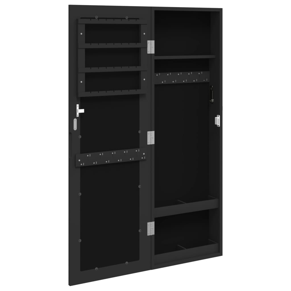 vidaXL Mirror Jewellery Cabinet Wall Mounted Black 30x8.5x90 cm