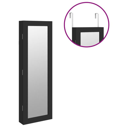 vidaXL Mirror Jewellery Cabinet Wall Mounted Black 30x8,5x90 cm