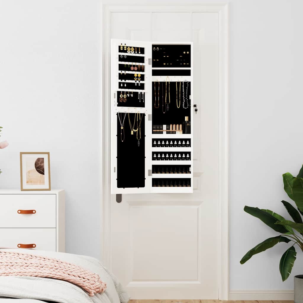 vidaXL Mirror Jewellery Cabinet Wall Mounted White 30x8,5x106 cm