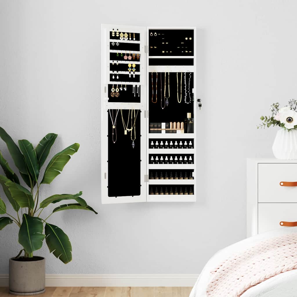 vidaXL Mirror Jewellery Cabinet Wall Mounted White 30x8,5x106 cm