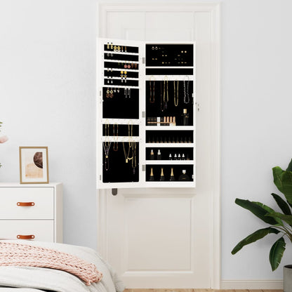 vidaXL Mirror Jewellery Cabinet Wall Mounted White 37.5x10x106 cm