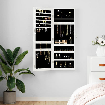 vidaXL Mirror Jewellery Cabinet Wall Mounted White 37.5x10x106 cm