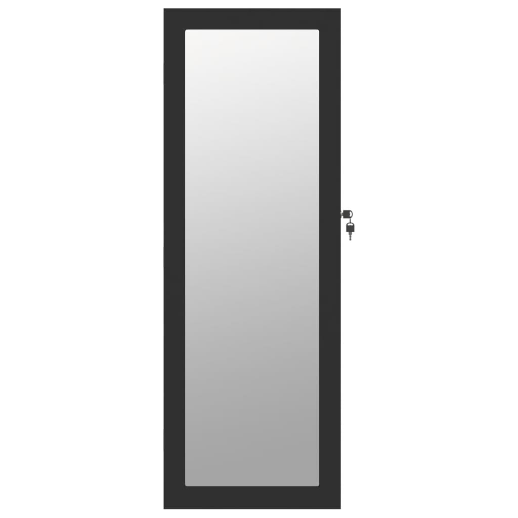 vidaXL Mirror Jewellery Cabinet Wall Mounted Black 37,5x10x106 cm