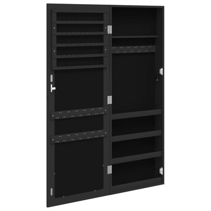 vidaXL Mirror Jewellery Cabinet Wall Mounted Black 37.5x10x106 cm