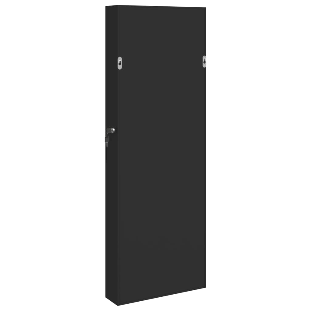vidaXL Mirror Jewellery Cabinet Wall Mounted Black 37.5x10x106 cm