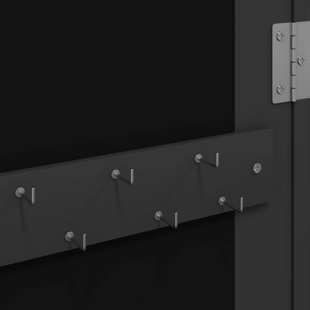 vidaXL Mirror Jewellery Cabinet Wall Mounted Black 37.5x10x106 cm