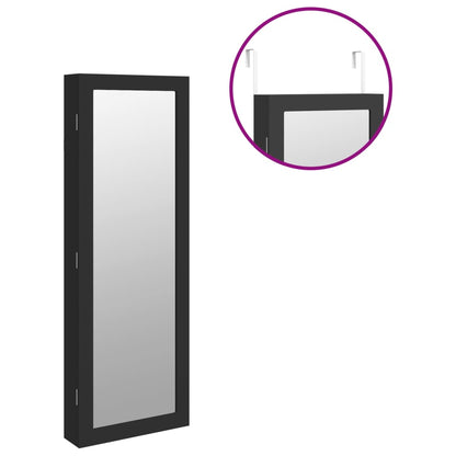 vidaXL Mirror Jewellery Cabinet Wall Mounted Black 37,5x10x106 cm