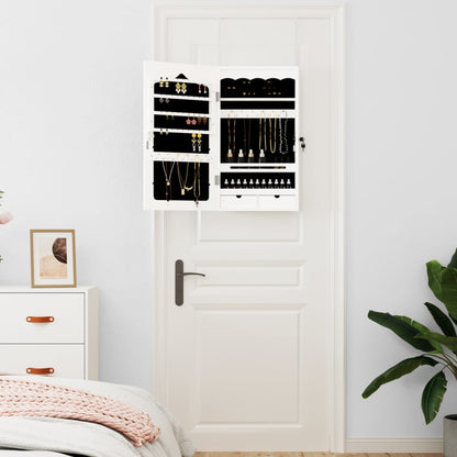 vidaXL Mirror Jewellery Cabinet Wall Mounted White 37,5x10x67 cm