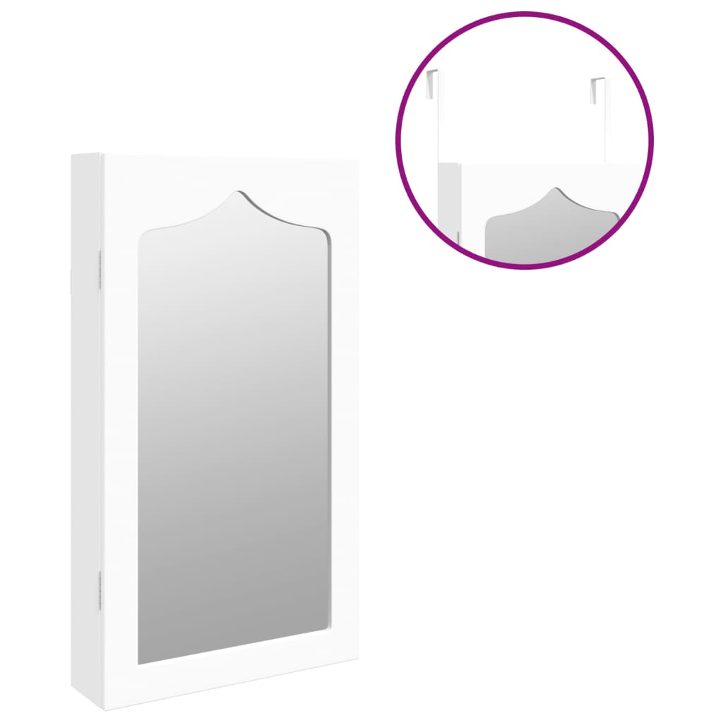 vidaXL Mirror Jewellery Cabinet Wall Mounted White 37,5x10x67 cm