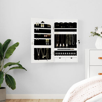 vidaXL Mirror Jewellery Cabinet Wall Mounted White 37.5x10x67 cm