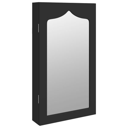 vidaXL Mirror Jewellery Cabinet Wall Mounted Black 37.5x10x67 cm