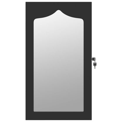 vidaXL Mirror Jewellery Cabinet Wall Mounted Black 37.5x10x67 cm