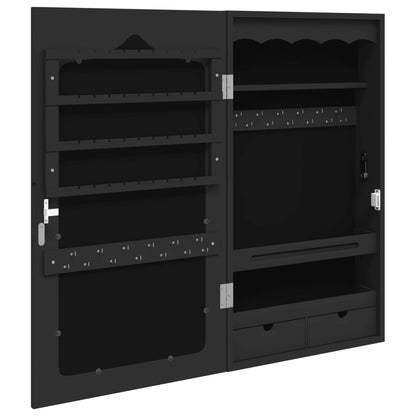 vidaXL Mirror Jewellery Cabinet Wall Mounted Black 37.5x10x67 cm