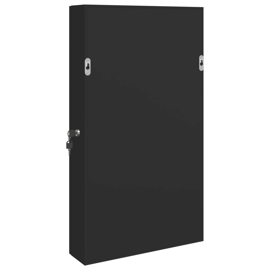 vidaXL Mirror Jewellery Cabinet Wall Mounted Black 37.5x10x67 cm