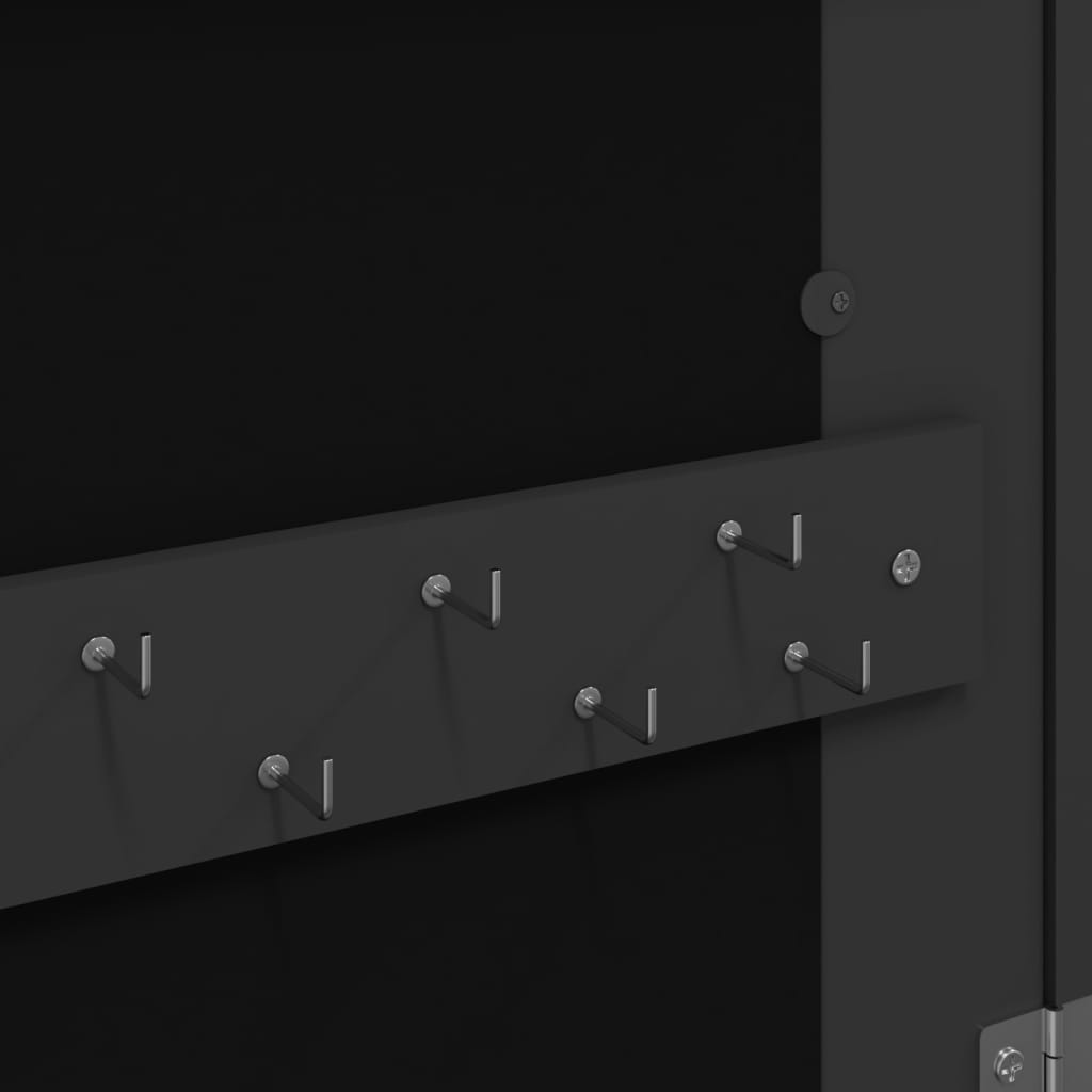 vidaXL Mirror Jewellery Cabinet Wall Mounted Black 37.5x10x67 cm