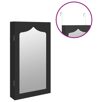 vidaXL Mirror Jewellery Cabinet Wall Mounted Black 37.5x10x67 cm