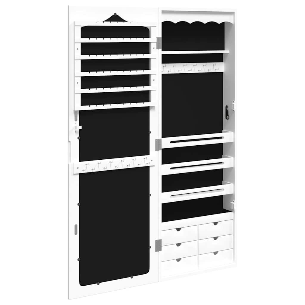 vidaXL Mirror Jewellery Cabinet Wall Mounted White 37.5x10x106 cm