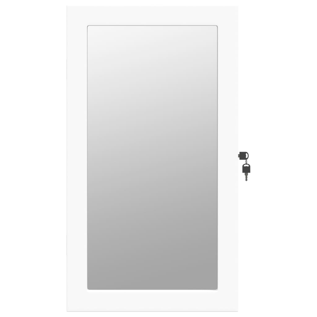 vidaXL Mirror Jewellery Cabinet with LED Lights Wall Mounted White