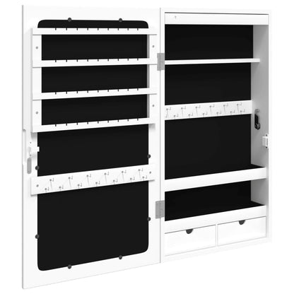 vidaXL Mirror Jewellery Cabinet with LED Lights Wall Mounted White
