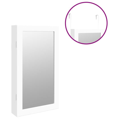 vidaXL Mirror Jewellery Cabinet with LED Lights Wall Mounted White