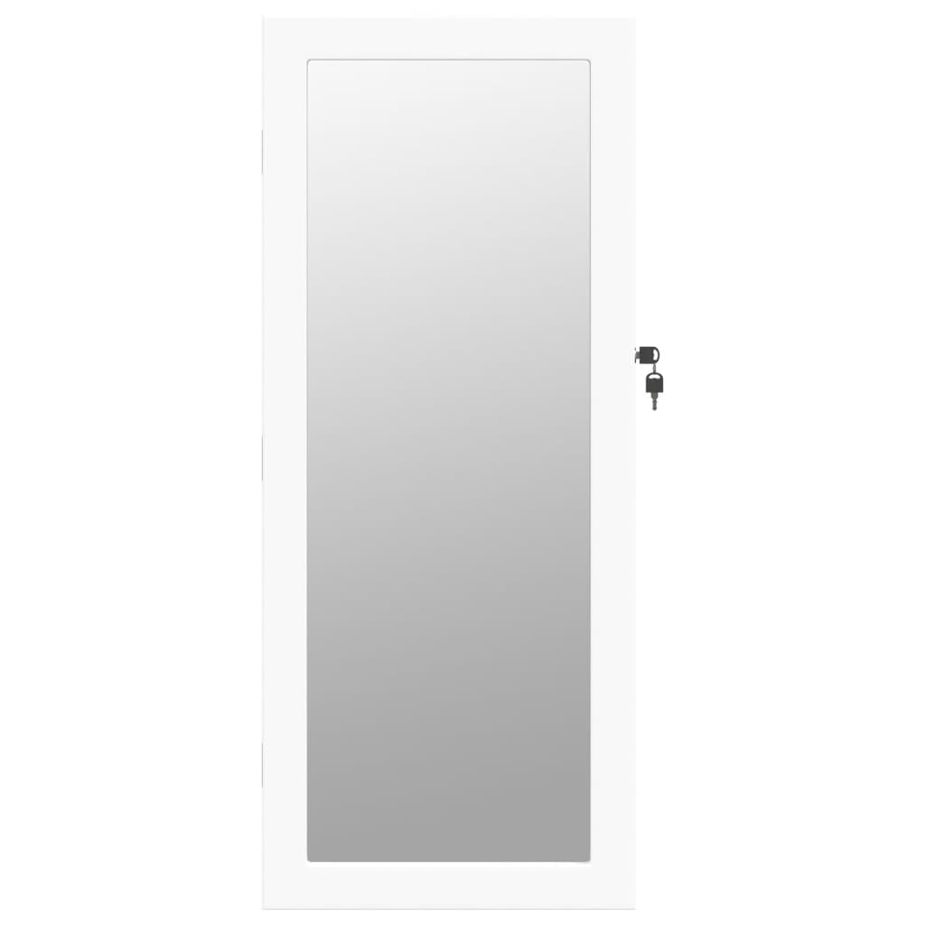 vidaXL Mirror Jewellery Cabinet with LED Lights Wall Mounted White