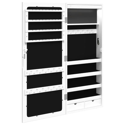 vidaXL Mirror Jewellery Cabinet with LED Lights Wall Mounted White