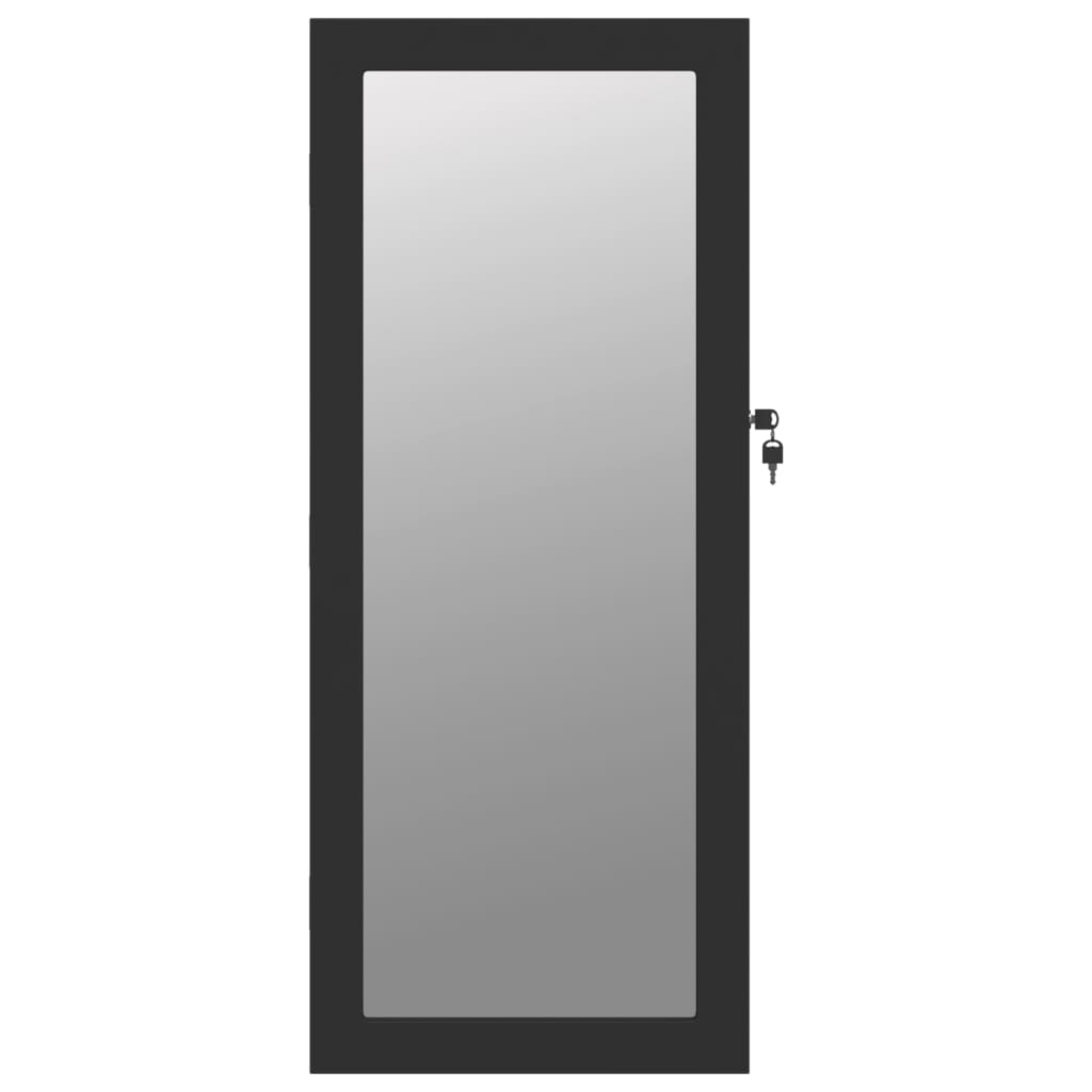vidaXL Mirror Jewellery Cabinet with LED Lights Wall Mounted Black